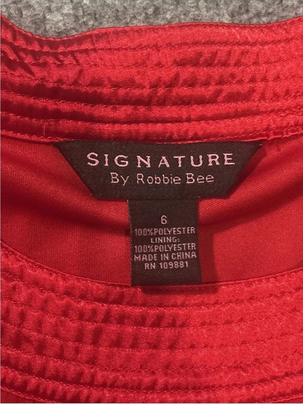 Robbie Bee Dress Womens 10 Red Solid Pleated Lined Sleeveless Layered